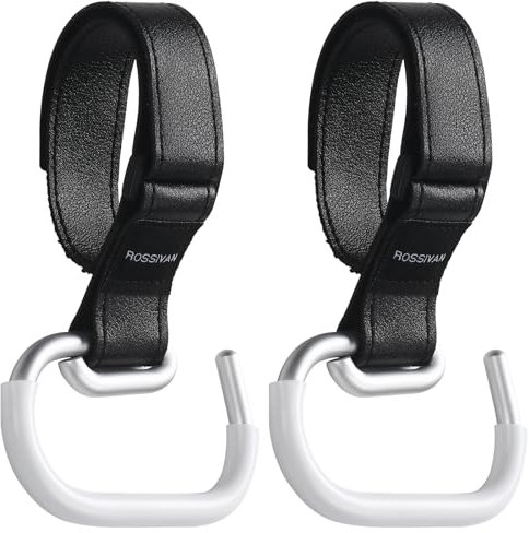 ROSSIVAN Buggy Clips, Premium 2 Pack Pram Hooks for Bags - Universal Fit for All Strollers, Prams, and Pushchairs - Keep Your Hands Free