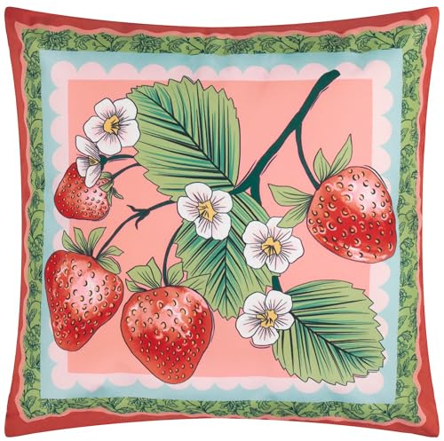 furn. Anemone Strawberries Printed Outdoor Cushion Cover – Durable, Water-Resistant & Reversible for Year-Round Use (Cover Only, 45x45cm)