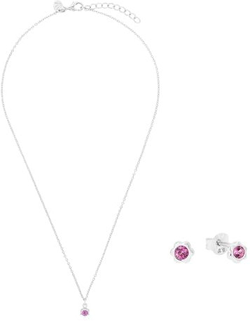 Prinzessin Lillifee Set 925 Sterling Silber Mädchen Kinder Multisets, mit Zirkonia synth., 35+3/0,4 cm, Silber, Januar, Kommt in Schmuck Geschenk Box, 2040133