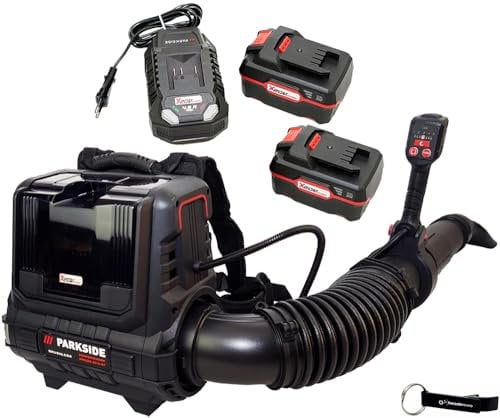 HEADNMORE® Bundle - Soffiatore per foglie a zaino PARKSIDE PERFORMANCE® 40V (batteria 2x4Ah) + portachiavi