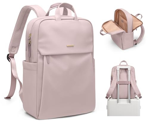 GOLF SUPAGS Mochila Portatil para Mujer Casual Mochila Viaje Mochila para Trabajo Universidad Mochila Ordenador Portatil 15.6 Pulgadas (Rosa Gris)