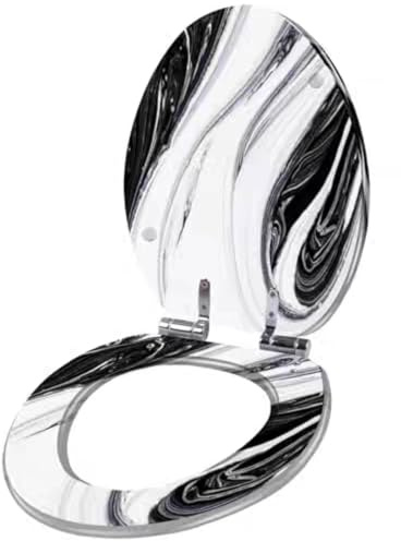 Serenitison WC Sitz mit Absenkautomatik,WC Deckel aus Kunstharz,Toilettensitz aus Harz,Toilettendeckel Mit Absenkautomatik,Harz Toilettendeckel Mit Schnellverschluss,Für U/V/O Typ,43 * 36CM