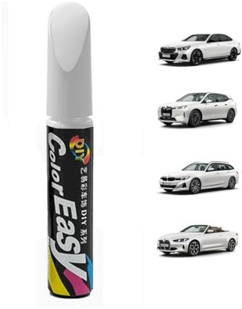 Treesiche Autolack Lackstift für BMW, Kratzer Reparatur für BMW, Lack Reparatur Kit Lackierstift und Pinsel 2 in 1, Lackstift Auto Lack Reparatur für BMWK Ratzer Reparatur, MineralWeiß Metallic (A96)