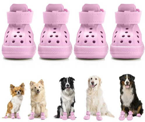 SlowTon Hundeschuhe für heiße Bürgersteige, atmungsaktive, rutschfeste Hundesandalen mit reflektierenden Streifen, einfaches An- und Ausziehen, leicht zu reinigende Sommerschuhchen für Haustiere