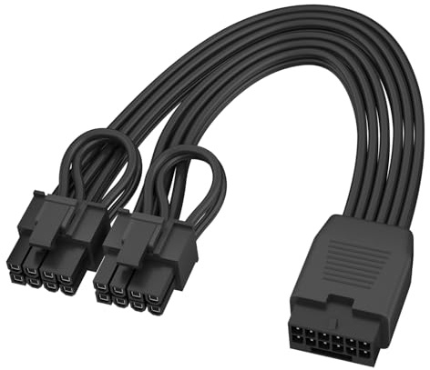 Aukuoy 12VHPWR Cable Extension, 16 Pin(12+4) Female to Dual PCIe 8 Pin(6+2) Male GPU, PSU Conversion Cable for Power Supply 6.8 in(17cm)