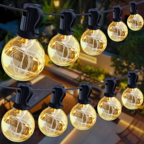 MYCARBON Led Lichterkette Glühbirnen, 11,7M Lichterkette Outdoor | mit Stecker, Wasserdicht, 30er Birne für Innen, Außen Garten, Zimmer, Weihnachten, Terrasse, Hochzeiten, Partys Warmweiß