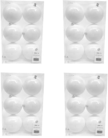 Kunststoff Weihnachtskugel Ø 10cm weiß Deko Kugel Christbaumschmuck bemalen DIY 4 Sets - 24 Stück