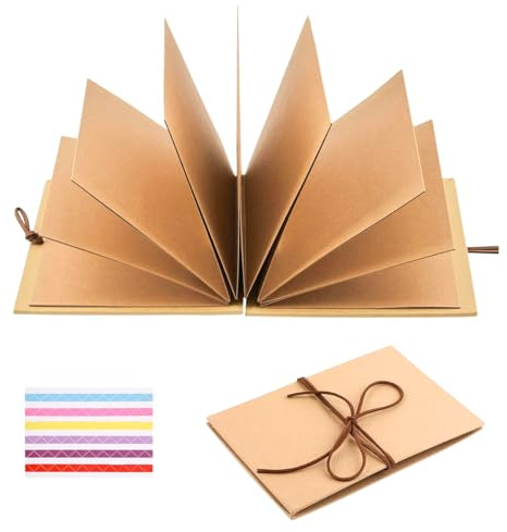 Akkordeon-Falten-Sammelalbum, 28 x 21 cm DIY Scrapbook FotobuchKann | Kraftpapier Fotobuch zum Einkleben,Scrapbook Faltbares Album,Album zum Selbstgestalten,für Geburtstags,Hochzeit,Abschluss