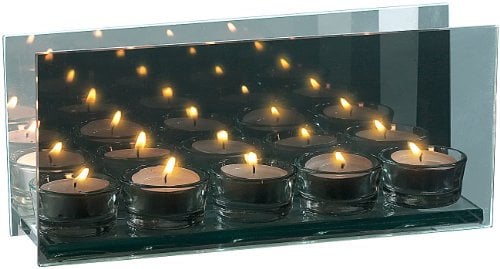 Rosenstein & Söhne Spiegel Teelichthalter: Teelichthalter aus verspiegeltem Glas für 5 Teelichter (Spiegeleffekt, Teelicht Spiegeleffekt, Kerzen)