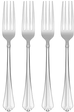 Oneida Juilliard Dinner Forks Silverware Set for 4, Flatware | mirror finish, dishwasher safe | cutlery set for kitchen and dining, utensil set, heavy duty, kitchen essentials