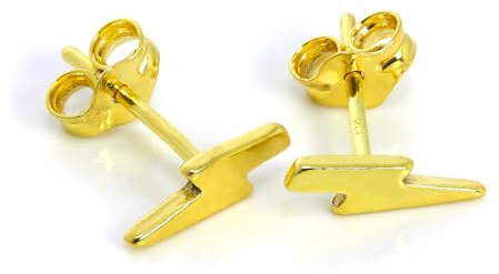 Gold getauchtes 925 Sterlingsilber Blitz Ohrstecker