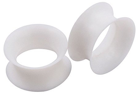 Longbeauty 2 Stück Extra Soft Silikon Ohr Tunnel Plug Piercing Ohrringe Schmuck Weiss 8mm