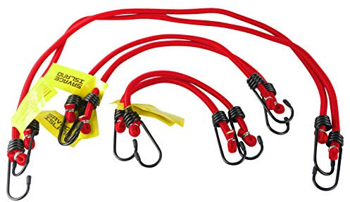 Savage Island Elasticated Bungees Cords Bungee Military Army Basha Straps Variety Pack - 2 x 12, 2 x 18 + 2 x 30 (Red)