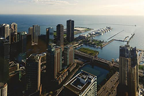 HANSEPUZZLE 25794 - Chicago Puzzle 2000 Teile | Gebäude Puzzle mit hochwertiger Puzzle Aufbewahrung: Kartonbox und Wieder verschließbarem Beutel | Puzzle-Maße: 90 x 60 cm