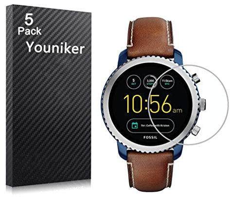 Youniker Lot de 5 protections d'écran pour Fossil Q Explorist Gen 3 FTW4004, transparent, antirayures, anti-traces de doigts, sans bulles
