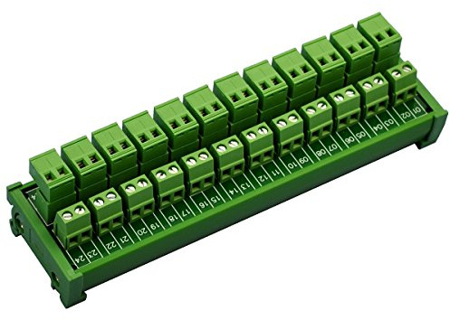 Electronics-Salon DIN Rail Mount Pluggable 12x2 Position 10A / 300V Screw Terminal Block Distribution Module. (Top Wire Connects)