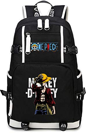 WANHONGYUE One Piece Monkey D Luffy Anime Mochila Escolar Estudiante Bolso de Escuela Backpack Mochila para Portátil Negro-11