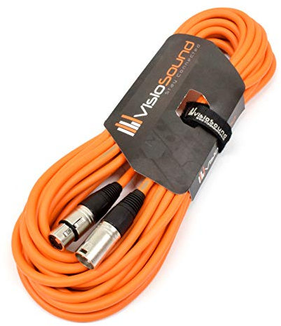 VisioSound Male to Female XLR Mic Lead/Balanced Microphone/Mic Patch Cable / 7 Colours (10m, Orange)