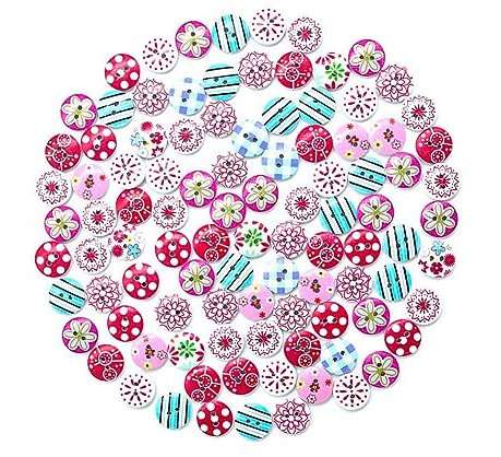 200 stücke 15mm holzknöpfe kinder zwei löcher blume spot DIY Handmade Knöpfe zum Nähen, Basteln und Dekorieren