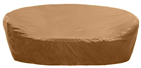 Kaufpirat Premium Abdeckplane Sonneninsel Rund Ø 230x85 cm Holzbank Gartenmöbel Gartentisch Hülle Abdeckung Haube Schutzhülle Abdeckhaube 900 D, 500 g/m², 6.000 mm Wasserbeständigkeit Kaffe Latte