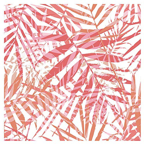 murando Vlies Tapete tropische Blätter Palmen - Deko Panel Fototapete Wanddeko 10 m Tapetenrolle Mustertapete Wandtapete modern design Dekoration - Pflanzenmotiv Natur rot orange weiß b-C-0370-j-a