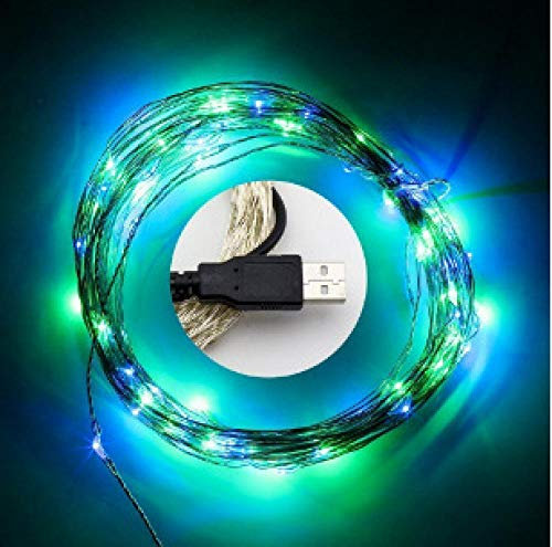 XLWWLG Natale, Illuminazione Di Halloween, Luci A Corde In Rame A Led A 10 Metri 100 Linea Argento Chiaro Luce Viola_Tre Linee (5V)