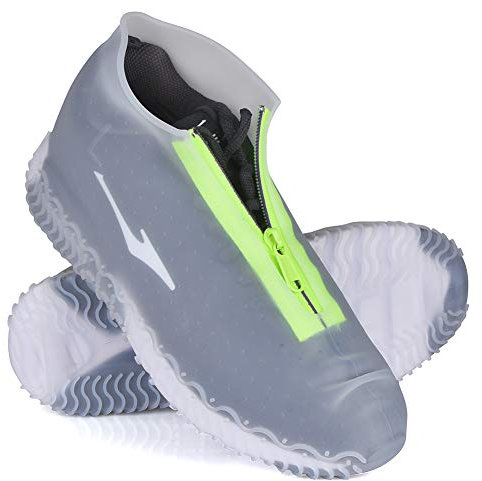 JUDA Impermeabile Copriscarpe, Copriscarpe Antiscivolo con Suola Antiscivolo Rinforzata, Copriscarpe Riutilizzabili Pieghevole per Le Giornate Di Pioggia e Neve (L (39-42), Trasparente)