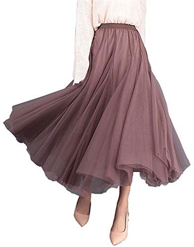 Carolilly Gonna in Tulle Tutu Gonne Vintage da Donna Tutu Balletto sotto Stile Anni '50 Gonna Tulle Donna Lunga Rosa Nero