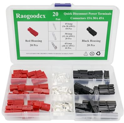 80Pcs Power Terminals Connectors15/30/45 AMP 600V Power Connector Battery Plug+terminals Red Black