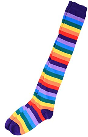 SOIMISS Regenbogenstreifen Kniestrümpfe Regenbogen Gestreifte Socken Kniestrümpfe für Halloween Weihnachten Beinwärmer Armwärmer