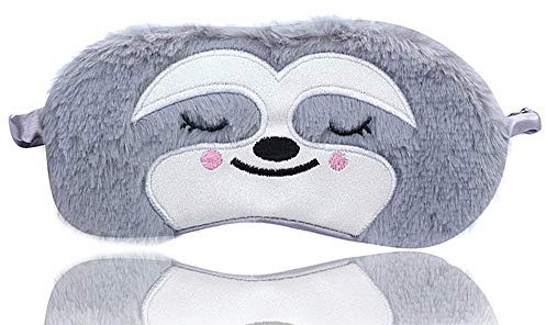 Dodheah Schlafmaske Kinder Frauen Mädchen Augenmaske 3D Süße Einhorn Plüsch Schlafmasken für Reisen Nickerchen Nacht Graues Faultier