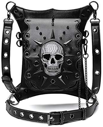 PU Leder Steampunk Gürteltasche Wasserdicht Damen-Umhängetaschen Wander-Hüfttaschen Multifunktion Retro Messenger-Bags Reisetasche Kreativ Schulter Bein Tasche Rucksäcke【Authentischer Laden:WAKAKA11】