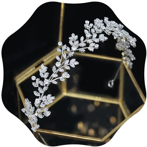 Jorsnovs Fashion Bridal Headpieces for Wedding Bride Hair Accessories Cubic Zirconia Headbands for Women CZ Birthday Gifts