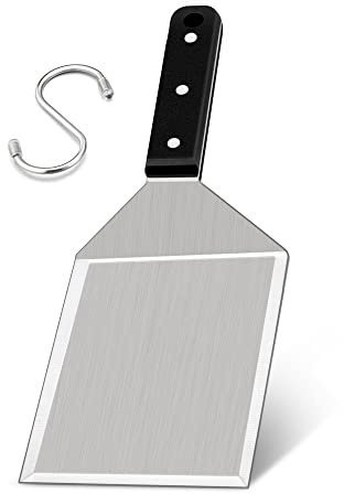 Leonyo Metallspatel, robuster Edelstahl-Grillspachtel, Burgerspatel, Grill, Hamburgerwender, Grillzubehör, Dreifachnieten, spülmaschinenfest