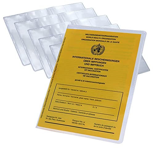 5X Impfpass Hülle Etui 200mm x 137mm faltbar für neuen Impfpass Schutzhülle Impfausweis ab 2015 Ausweishülle Impfbuch Reisepasshülle Schutzhülle Alter Reisepass bis 2017 (5 Stück Transparent)