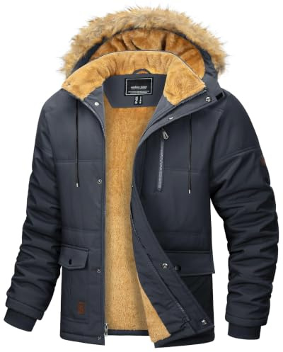 MAGCOMSEN Men's Winter Puffer Jackets Fleece Thick Warm Parka Padded Coat
