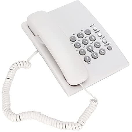 Téléphone de Bureau Filaire, Téléphones Fixes sans Fil KX-T435 avec Identification de L'appelant à Volume Réglable pour la Maison, L'hôtel, le Bureau, sans Batterie, Identification de(blanche)