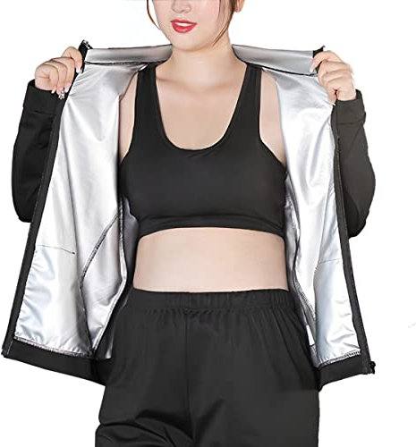 Tuta Sauna per Donna Tute da Sauna Maglia da Sauna A Maniche Lunghe Allenamento Shapewear Giacca da Sudore Top (Color : Black, Size : M)