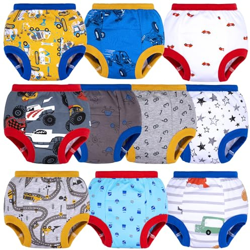 BIG ELEPHANT 10 Pack Toddler Potty Training Pants, Absorbent Underwear for Baby Boys, 2T