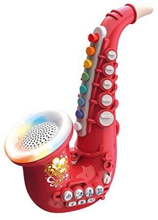 Baoblaze Simulation Saxophon/Trompete/Klarinette Musikinstrument Spielzeug & Musik Licht, Saxophon Rot