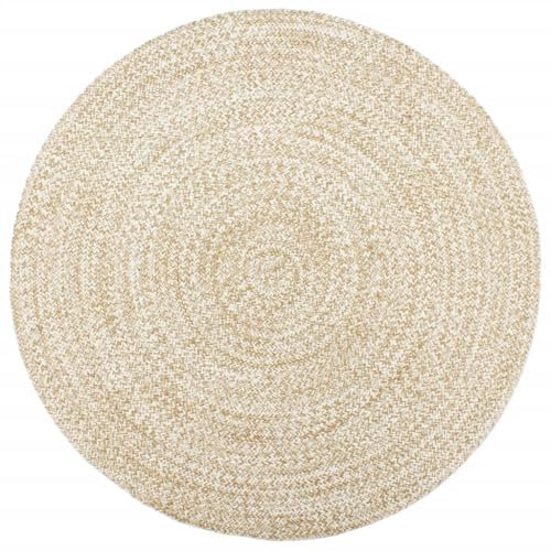 vidaXL Teppich Handgefertigt Jute Wohnzimmerteppich Juteteppich Handwebteppich Bodenmatte Schlafzimmer Wohnzimmer Flur Weiß Braun 240cm