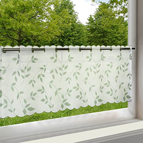 Delindo Lifestyle® Tendina per finestra della cucina, tenda moderna e trasparente, per la primavera e l'estate, 45 x 115 cm
