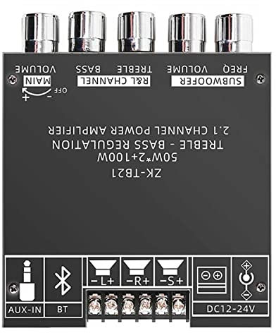 xuyue Carte 'Amplificateur De Caisson De Basses Bluetooth 5.0 De ZKTB21 50WX2 + 100 W Carte 'Amplificateur Audio StéRéO De 2.1 Canaux Ampli De Basse