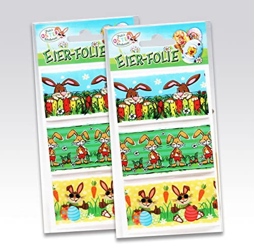 Oster Eier Folie Banderolen Aufkleber für Osterreier - 2 Pack insgesamt 6 Banderolen