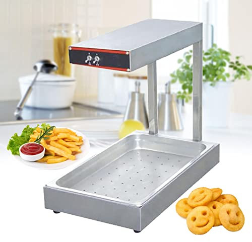 SHZICMY Pommeswärmer 1000 W, Elektro Pommes-Wärmer mit Wärmebrücke 30-110 °C, Pommes Warmhaltgerät Profi Gastro Edelstahl Frittenwanne Wärmestrahler