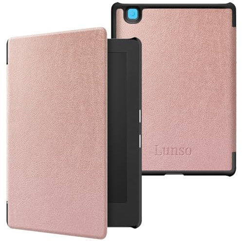 Lunso - Étui de protection avec fonction veille automatique - Pour Kobo Aura H20 Edition 2 (6,8) - Rose Gold