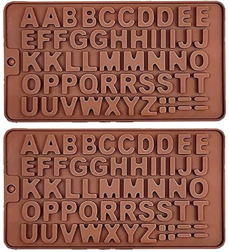 BURRSJ Letter Silicone Chocolate Mold Alphabet Silicone Mold 2 Packs Silicone Mould for Birthday Cake Decorations