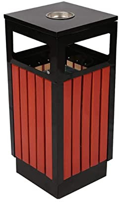 LSHTAR Poubelle, poubelle extérieure, poubelle publique moderne en bois d'acier inoxydable, conteneurs de déchets industriels pour jardin