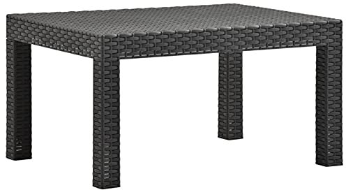 Camerina Gartentisch Anthrazit 58x58x41 cm PP Rattan Gartentisch Ausziehbar Outdoor Tisch Gartentische Terrassentisch Gartentisch HöHenverstellbar
