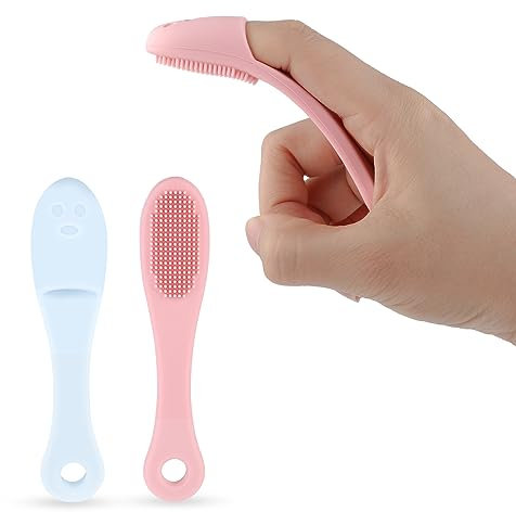 WLLHYF Dog Finger Toothbrush 2 Pack Dog Tooth Brushing Kit Pet Finger Brush Puppy Toothbrush with Food Grade Silicone for Small Medium and Large Dogs Effective Teeth Cleaning